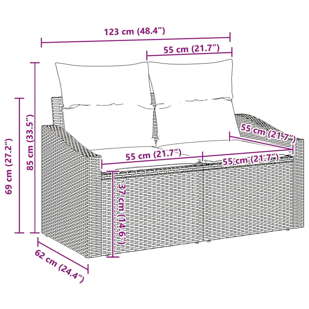 Set di divani 5 pz Marrone polyrattan 3346684