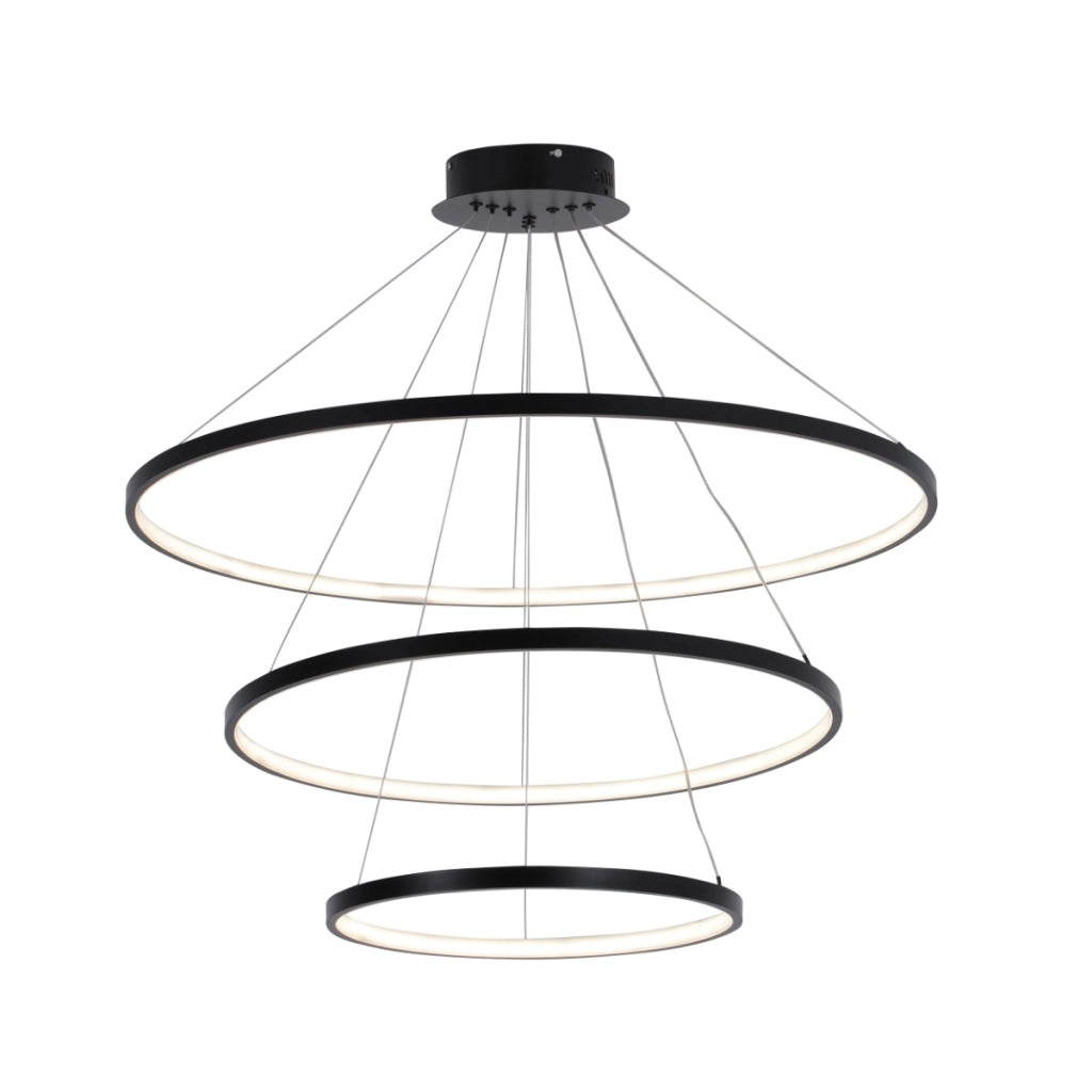 Polux LEA lampada sospesa LED 60W 3 anelli nera Ø80