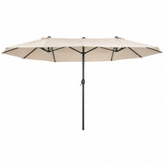 Ombrellone Doppio Da Giardino Parasole 4.6 x 2.4 M Per Esterno Piscina Terrazzo Con Palo In Acciaio E Tessuto In Poliestere Impermeabilie Anti UV Apertura A Manovella Colore Beige