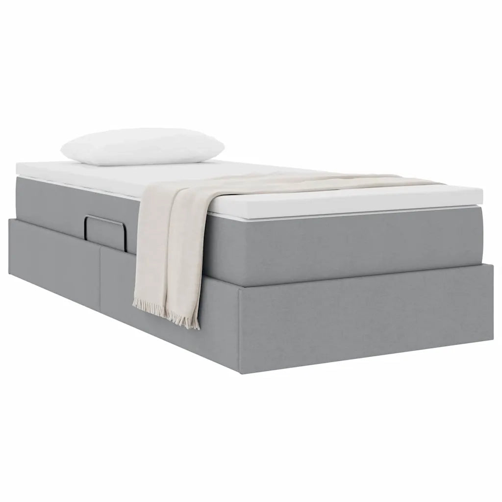 Letto con contenitore e materasso Grigio chiaro 100 x 200 cm