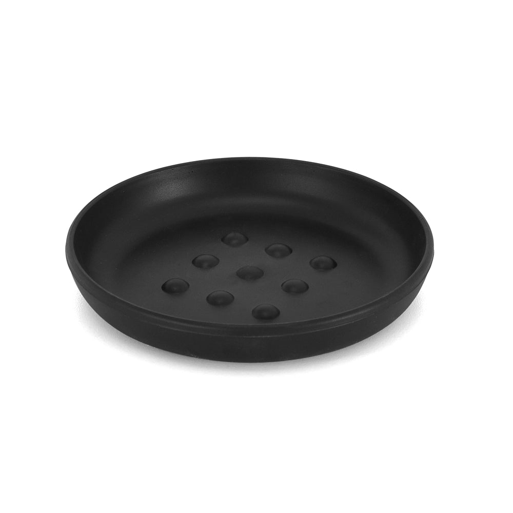 Set accessori bagno da appoggio 5 pezzi in plastica nero Glim