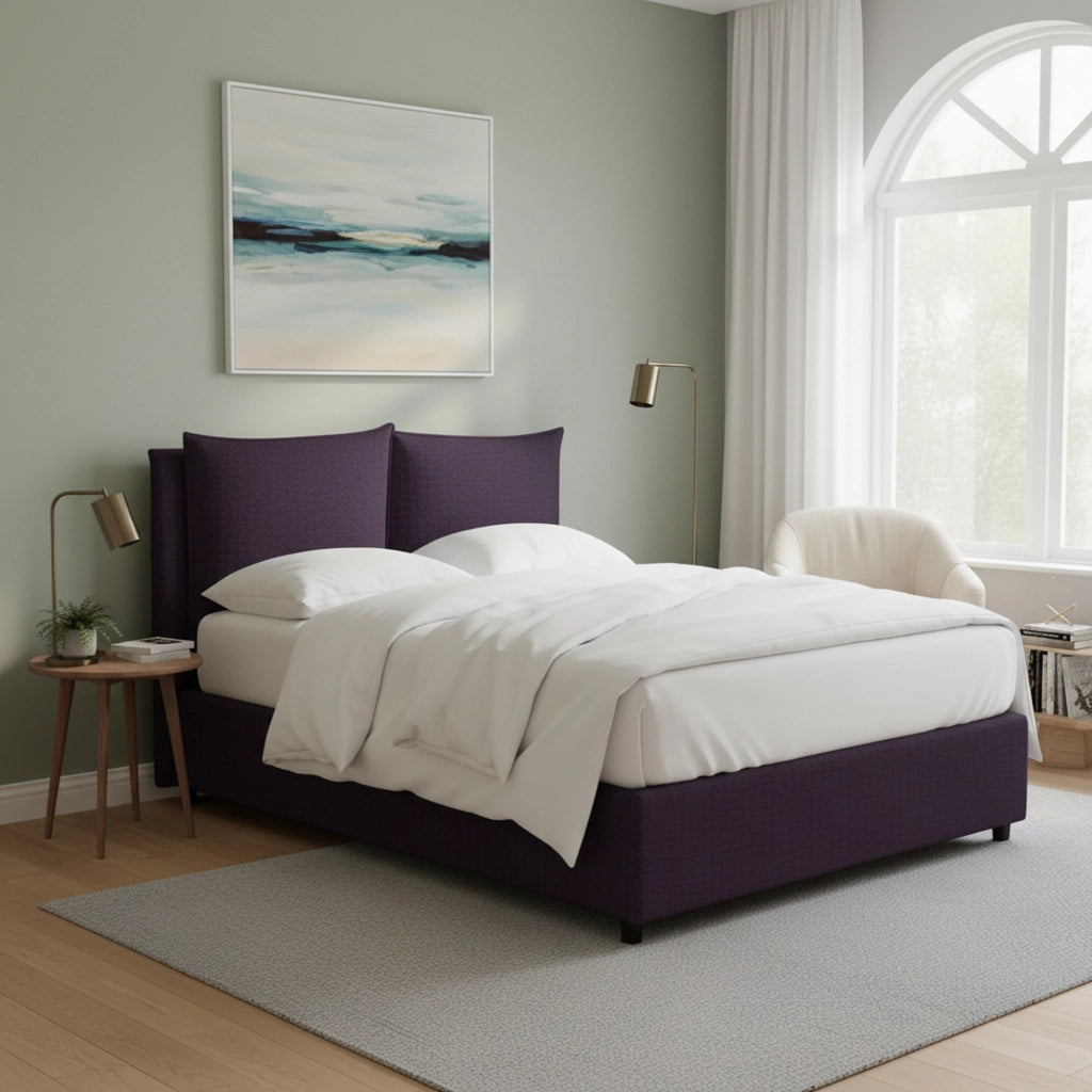 Formby, Letto Matrimoniale Sfoderabile Made in Italy, Viola