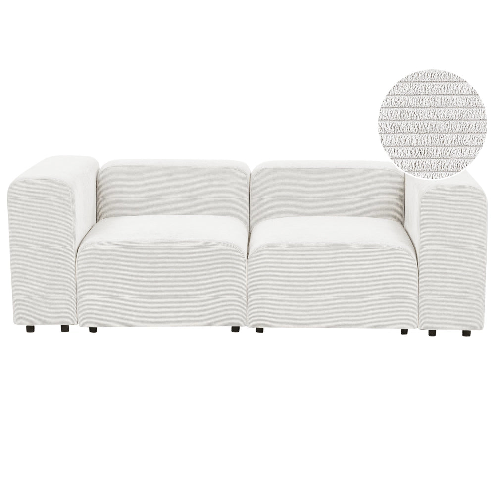 Divano componibile a 2 posti rivestito con velluto bianco stile moderno
