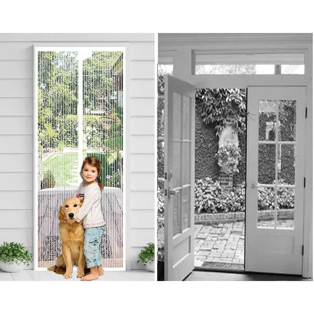 Trade Shop - Tenda Zanzariera Porte Balconi Insetti Zanzare Magnetica Bianca 90 X 210 Cm 622134 -
