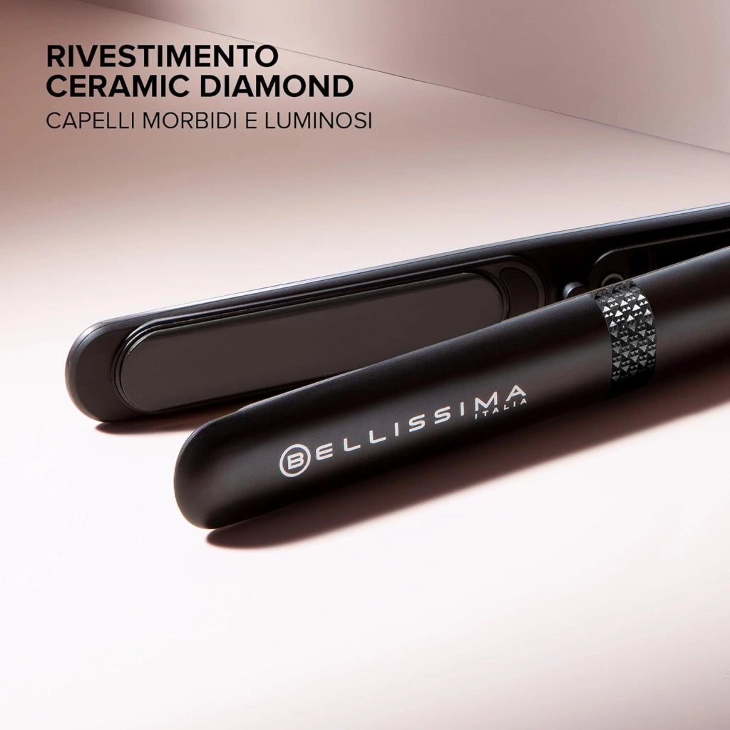 Bellissima 11874 Imetec Piastra Creativity per Capelli Lisci o Mossi con Rivestimento in Ceramica Diamond 5 Temperature Regolabili da 150 a 230°C Piastre Flottanti Riscaldamento Rapido Cavo Girevole 1,8 m colore Nero Rosa