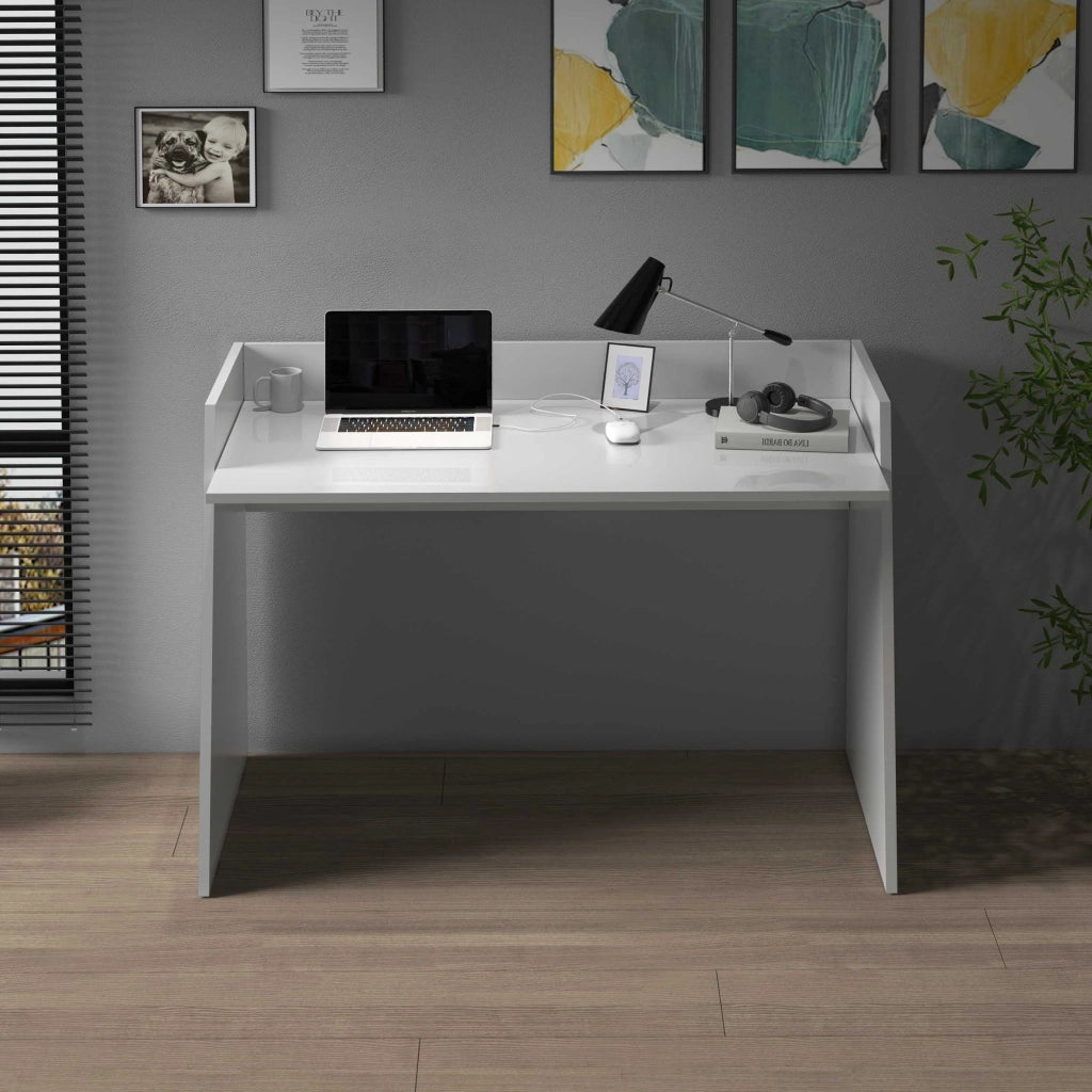 WHOUS Scrivania Easy bianco lucido 100x50x75 cm