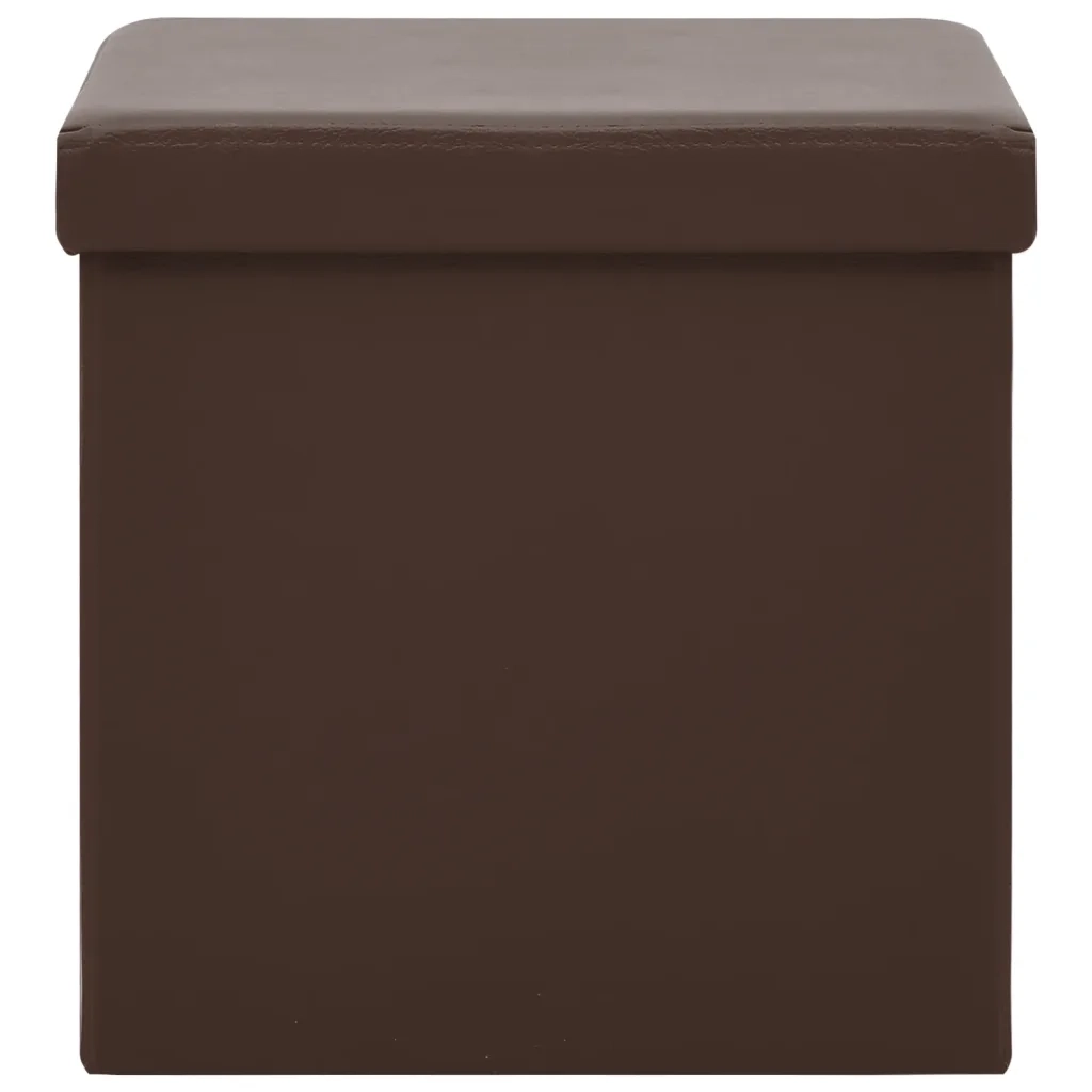 Sgabello con Contenitore Pieghevole Marrone in PVC 338781