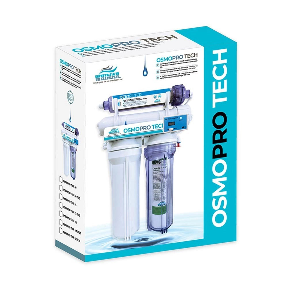 Whimar OsmoPro Tech Plus 75GPD 285L/g - Impianto bicchiere con membrana Pentair, flush-valve, post-filtro deionizzante e TDS