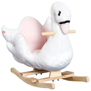 Cavallo a Dondolo Cigno con Musica ¨C Xylo ¨C Metallo Legno Peluche Bianco 60x32x55cm