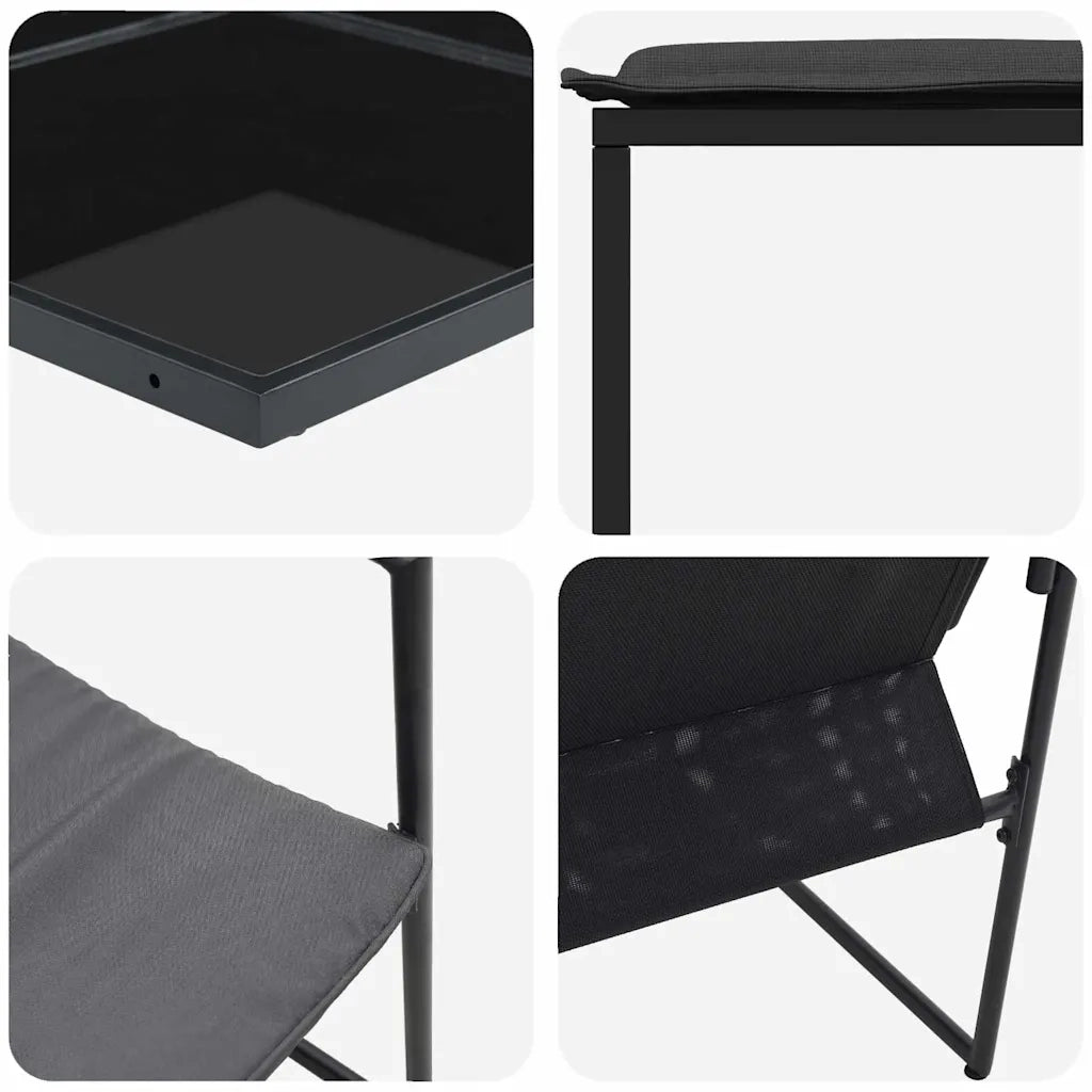 Set da Pranzo per Giardino 9 pcs Nero Acciaio 3335863