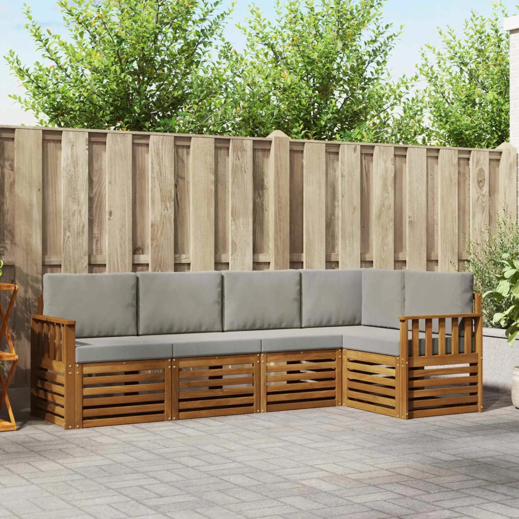 Set divano sezionale con cuscino 5 pcs Grigio Naturale e Chiaro 3374801