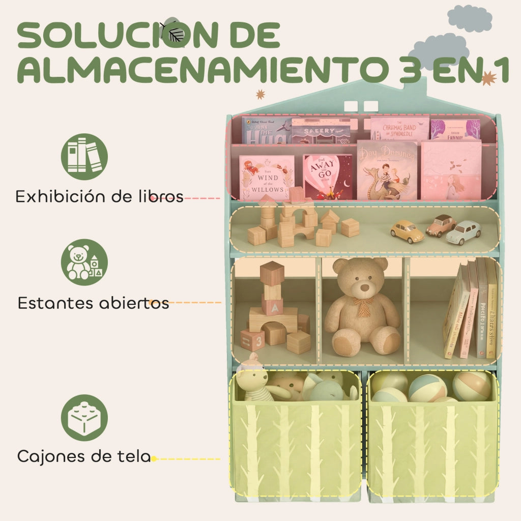 Scaffale per giocattoli bambini con cassetti ¨C Minimal ¨C verde