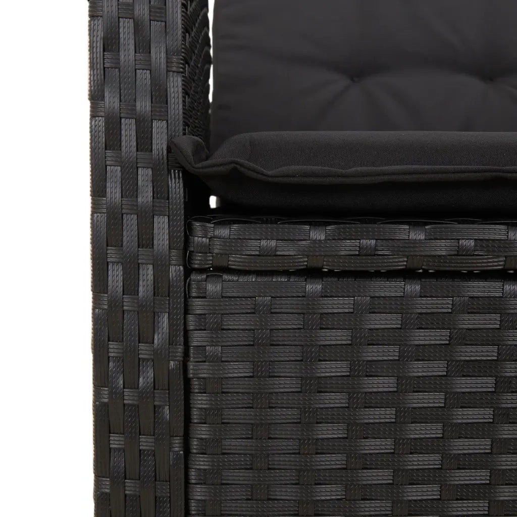 Set da Pranzo da Giardino 3 pz con Cuscini Nero in Polyrattan 3212230