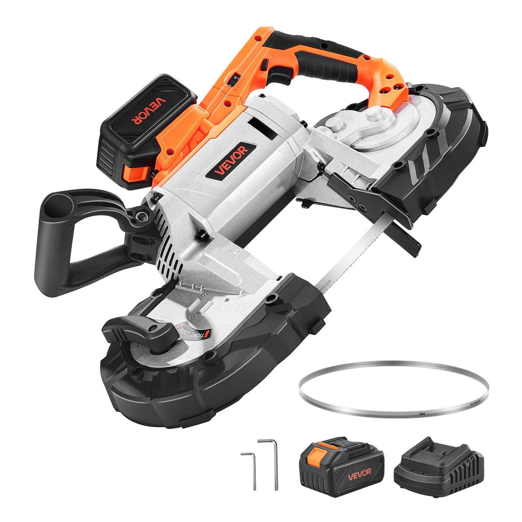 Troncatrice a Nastro Portatile 20V 360W Motore Brushless Batteria 4,0Ah Taglio 127mm Velocità Variabile per Fai da Te e Officina
