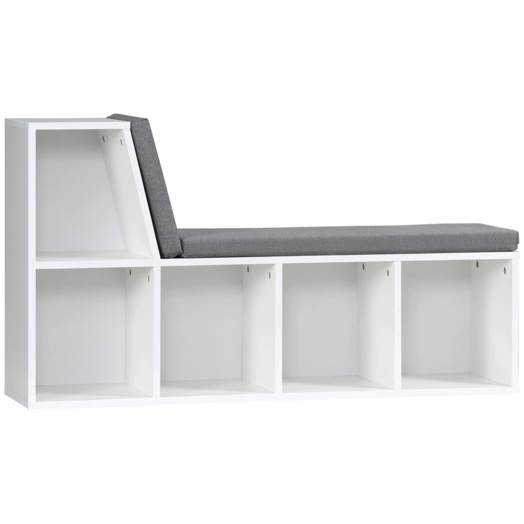 Libreria con divano 2 posti ¨C Minimal ¨C 5 scomparti, bianco grigio, 108x30x60 cm