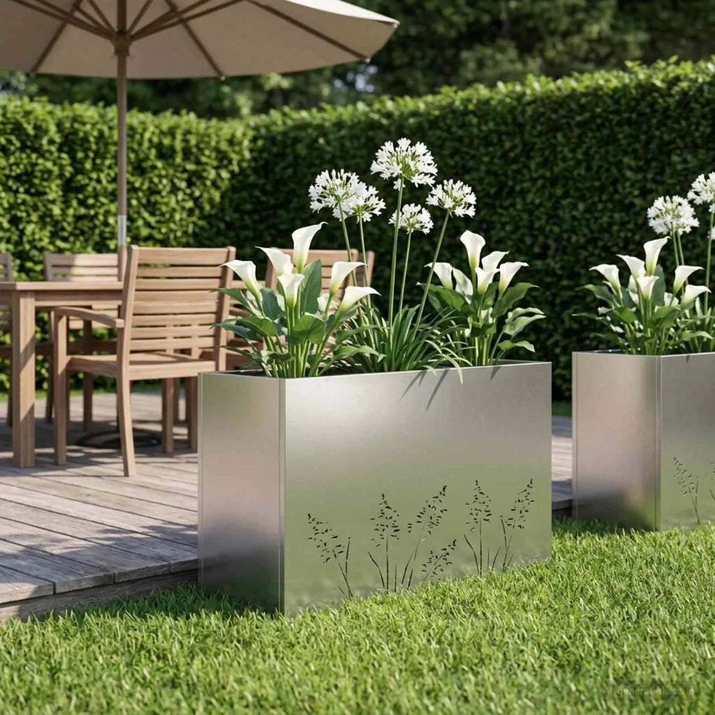 Vaso da giardino Argento 80 x 30 x 49 cm Acciaio zincato 8005844