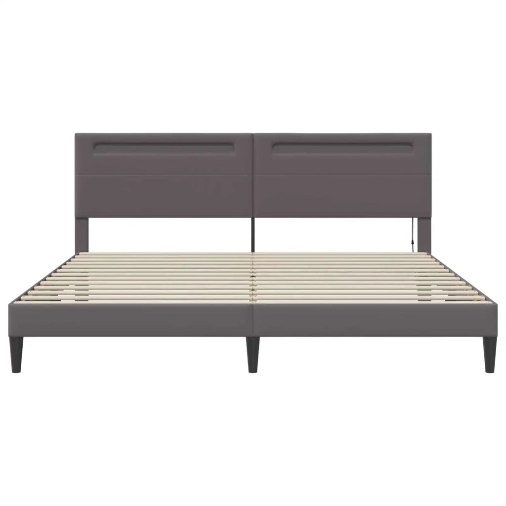 Letto matrimoniale | Letto per adulti | Struttura del letto con testiera Grigio 200 x 200 cm Similpelle