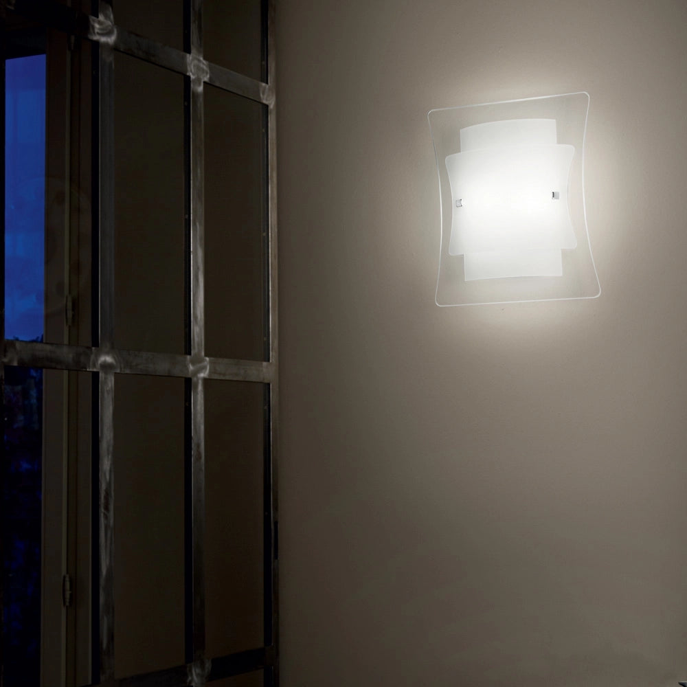 Applique Moderna Triplo Vetro Bianco 2 Luci E27