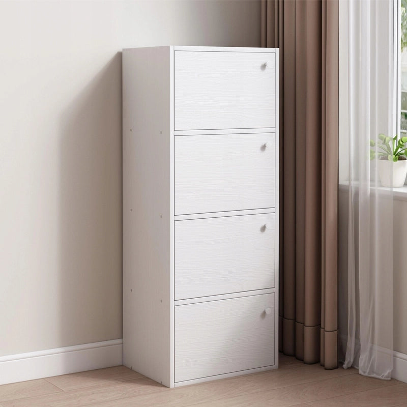 Cassettiera moderna e spaziosa, grande mobile bianco, stile loft scandinavo, 4 ripiani