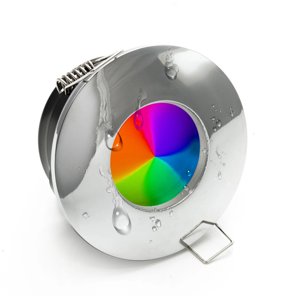 Faretto incasso cromoterapia IP65 LED 6W GU10 box doccia lampada luce multicolore 230V RGB 3000K COLORE SILVER CROMATO