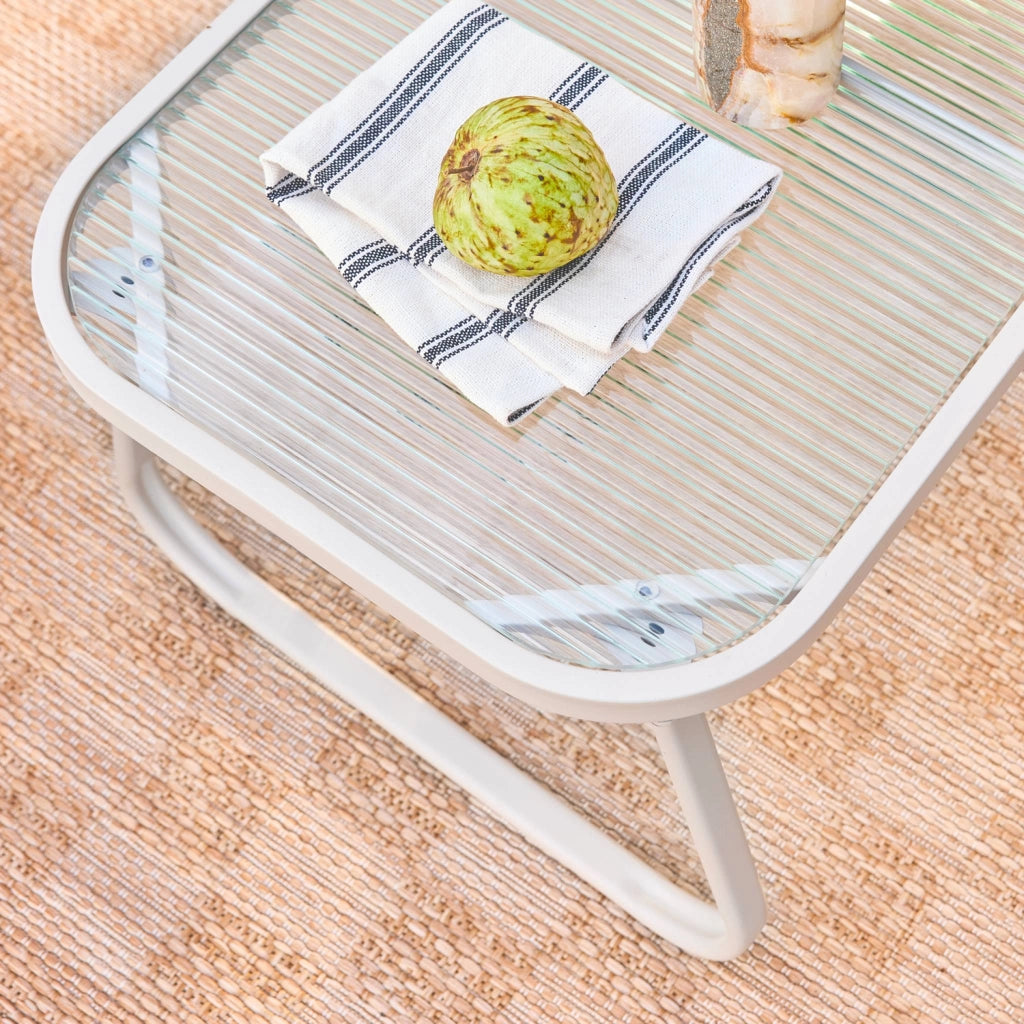 Salotto da giardino in acciaio, 4 posti, beige