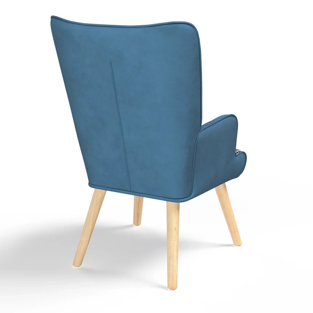 IDMarket - Poltrona scandinava IVAR in tessuto patchwork e velluto blu
