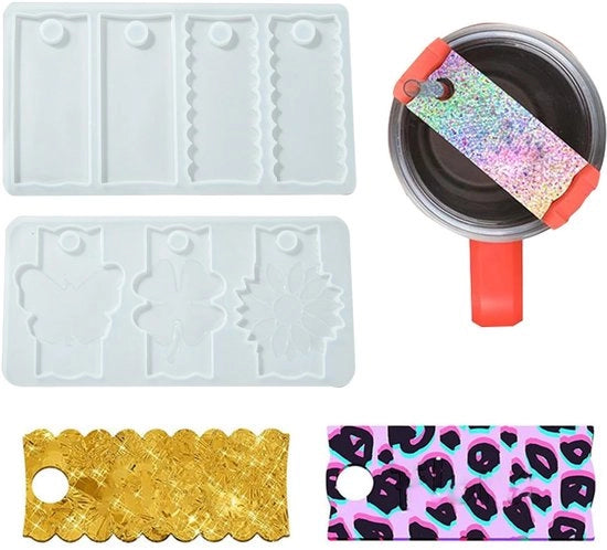 Mallen in Silicone 2 pezzi - Forma rettangolare - Etichette - Disegni farfalla/fiori/foglia - Per creazioni DIY - Silicone di alta qualità - Forme per modellare