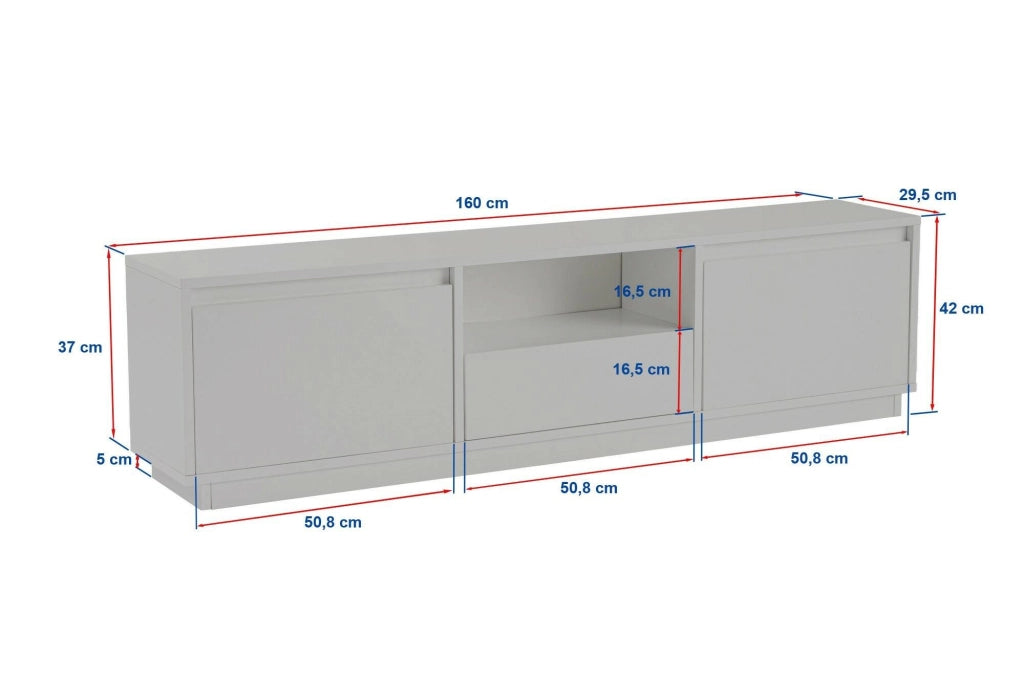 Mobile porta TV Morrigan, Credenza da soggiorno, Armadio basso per TV, Base parete attrezzata, 160x30 h42 cm, Marmo