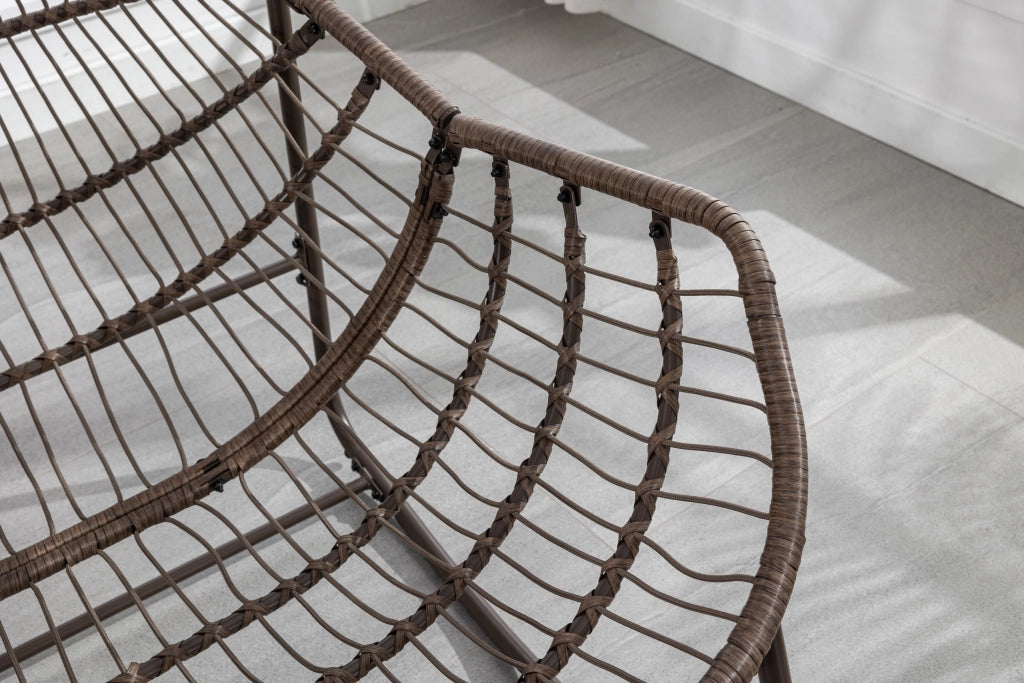 Poltrona a Dondolo da Giardino con Cuscini ¨C MINIMAL ¨C Rattan, Blu Navy, Reclinabile