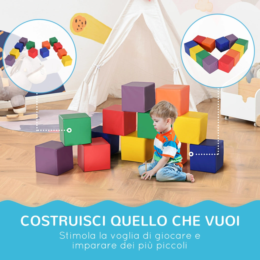 Set 12 Cubi Morbidi per Bambini ¨C Zephmum ¨C Multicolore 20x20x20 cm