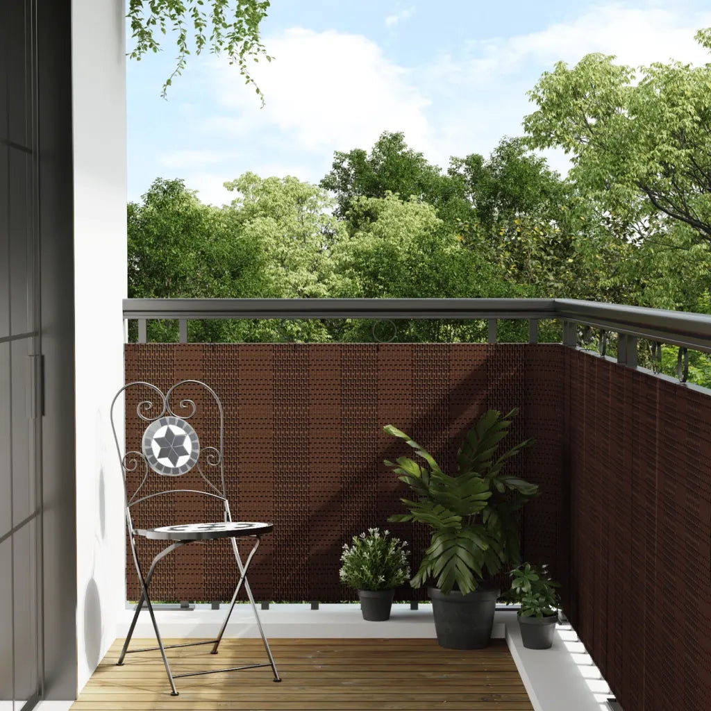 Schermo da balcone | Paravento da Balcone Marrone e Nero 1000x80 cm in Polyrattan