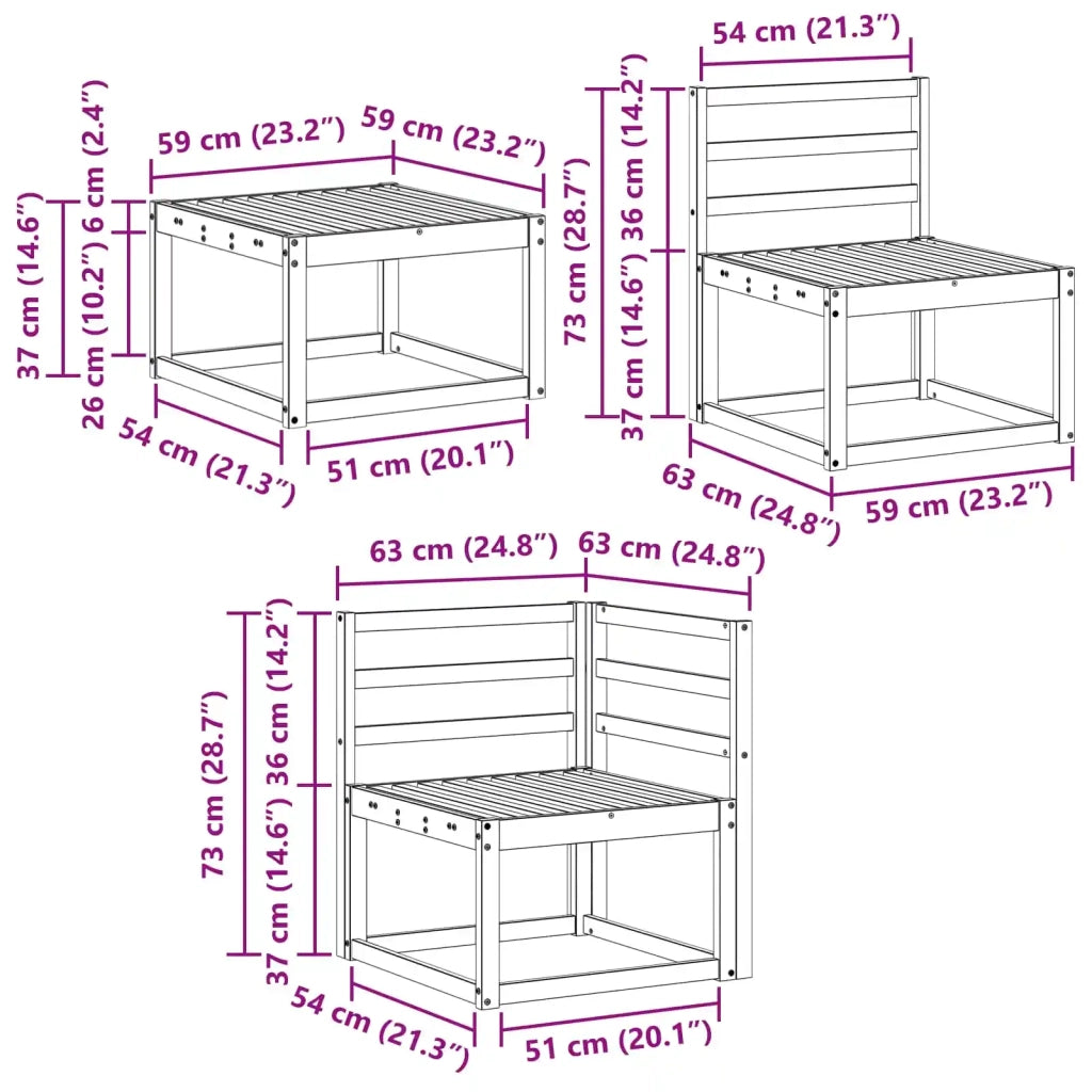 Set di divani da esterno 6 pcs Naturale