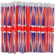 Pitture a matita con bandiera britannica 60 pezzi Pitture a matita con Union Jack bandiera patriottica con gomma scuola ufficio attrezzature