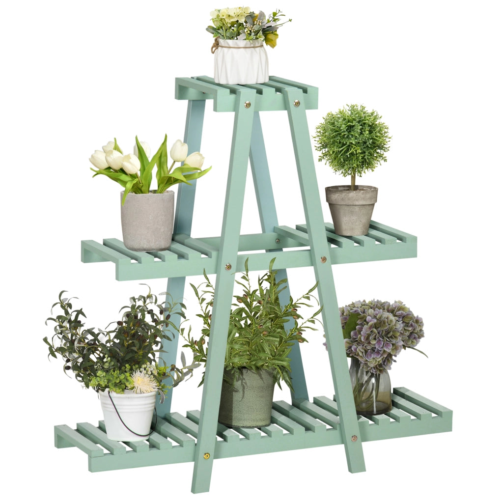 Scaffale per Piante con 3 Ripiani ¨C Zephmum ¨C 76x26x76 cm Verde Chiaro