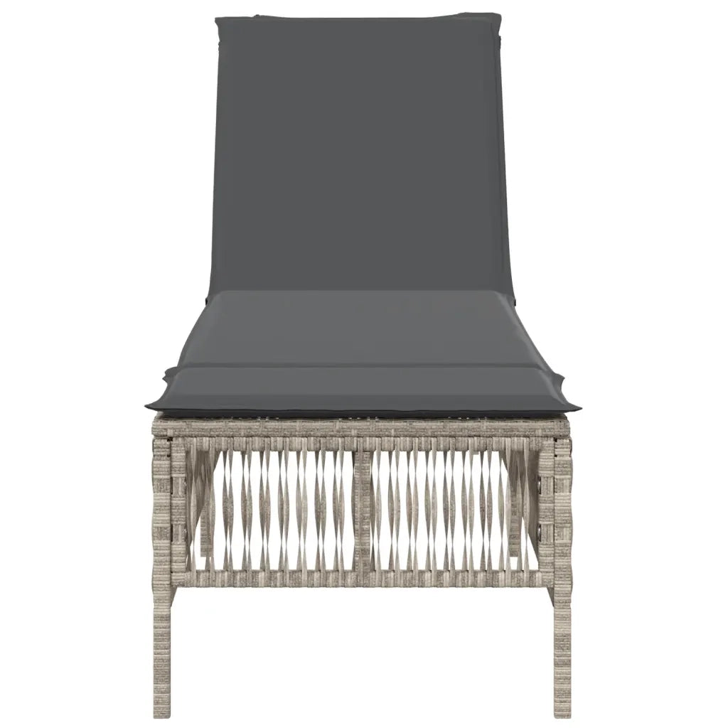 Lettino Prendisole con Cuscino Grigio Chiaro in Polyrattan 4002742