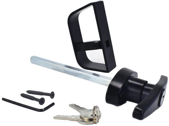 Set di serrature per porte - Maniglia a T con chiusura esterna - Nero