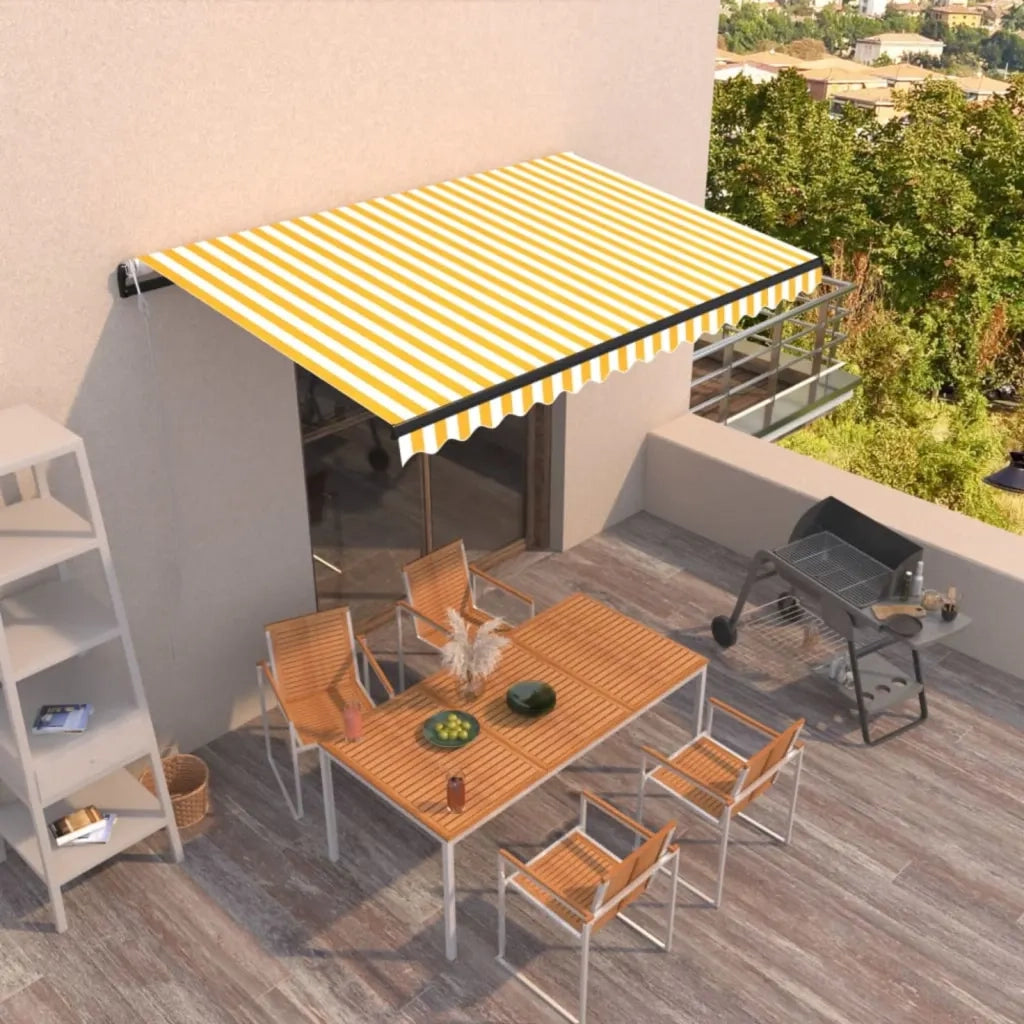Tenda da Sole Retrattile Automatica 400x350 cm Gialla e Bianca 3069188