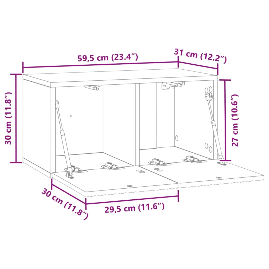 Mobile TV da Muro | Armadietto TV | Mobile Porta TV Rovere Sonoma 59,5 x 31 x 30 cm