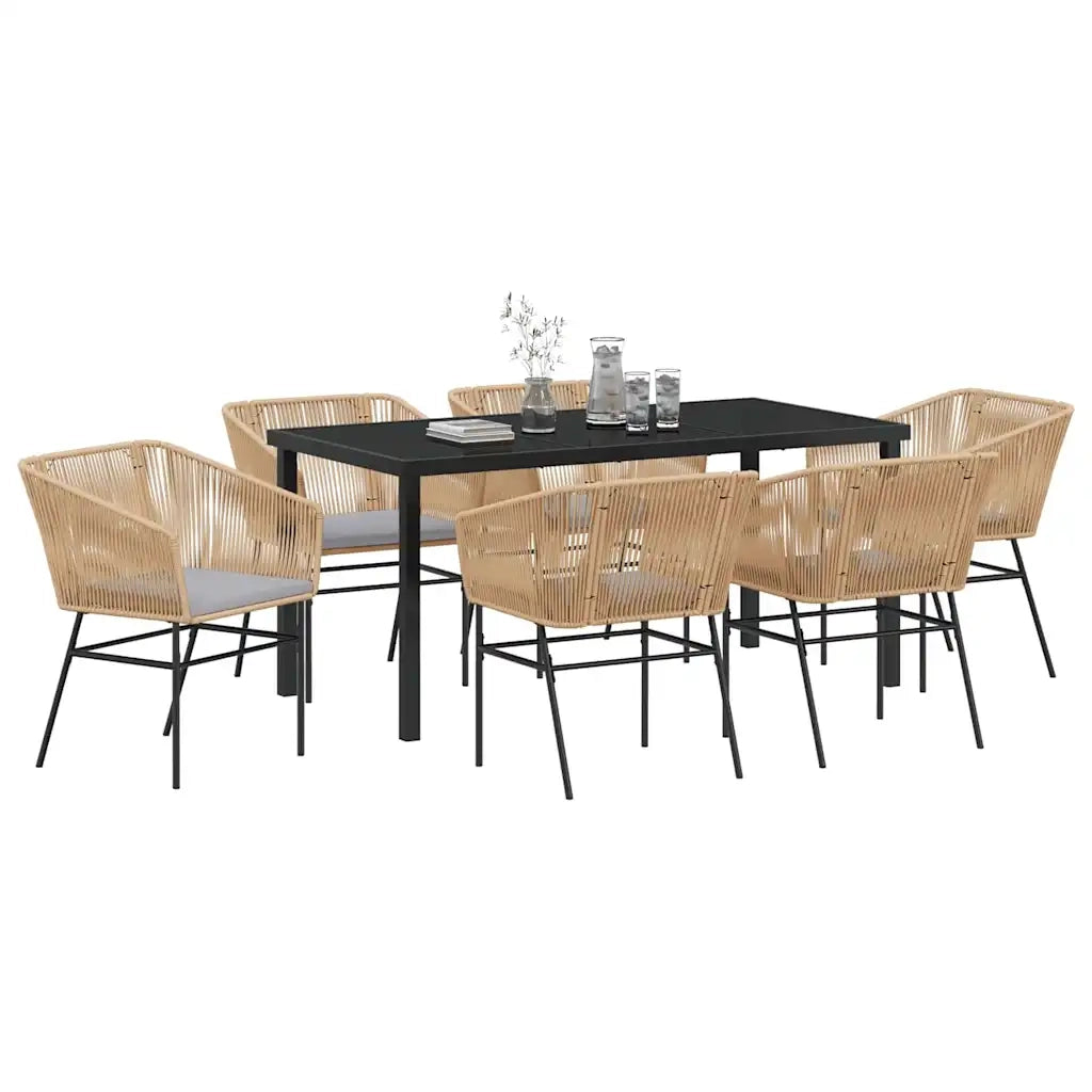 Set da Pranzo per Giardino con cuscino 7 pcs Marrone