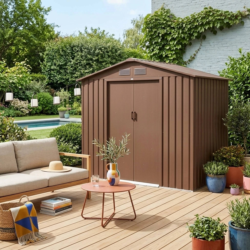 Casetta da giardino in metallo con kit di ancoraggio, 2,71m²,