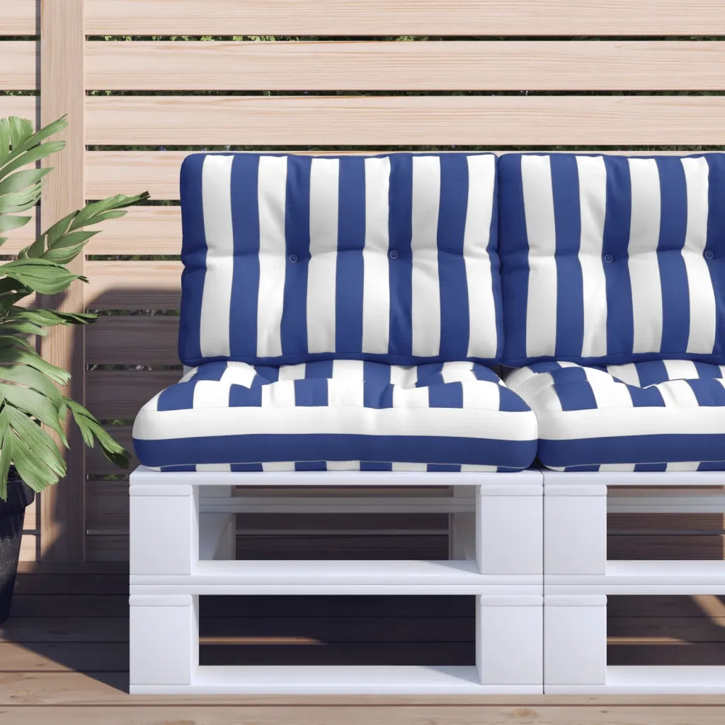 Cuscini per Pallet 2 pz Strisce Blu e Bianche in Tessuto 360660