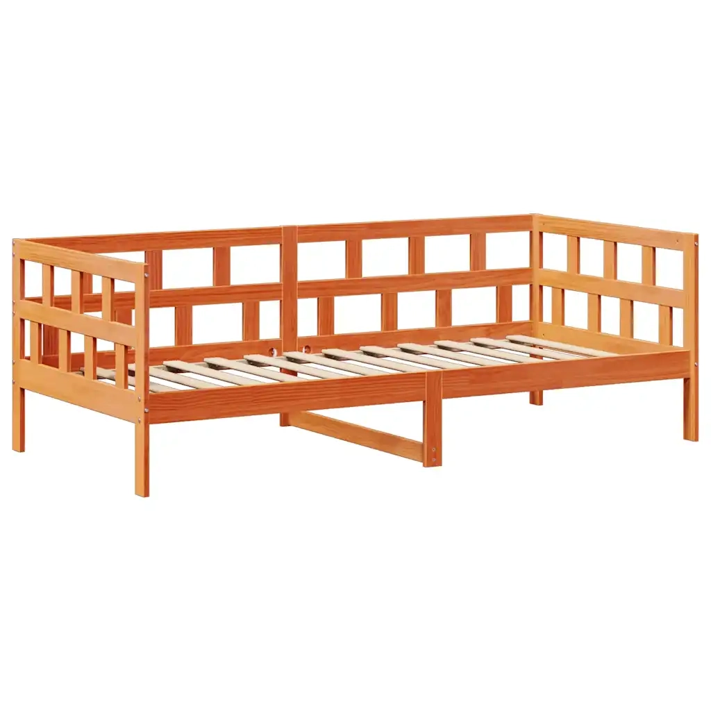 Letto singolo | Letto per adulti | Set Dormeuse con Tetto Marrone Cera 80x200 cm Massello Pino