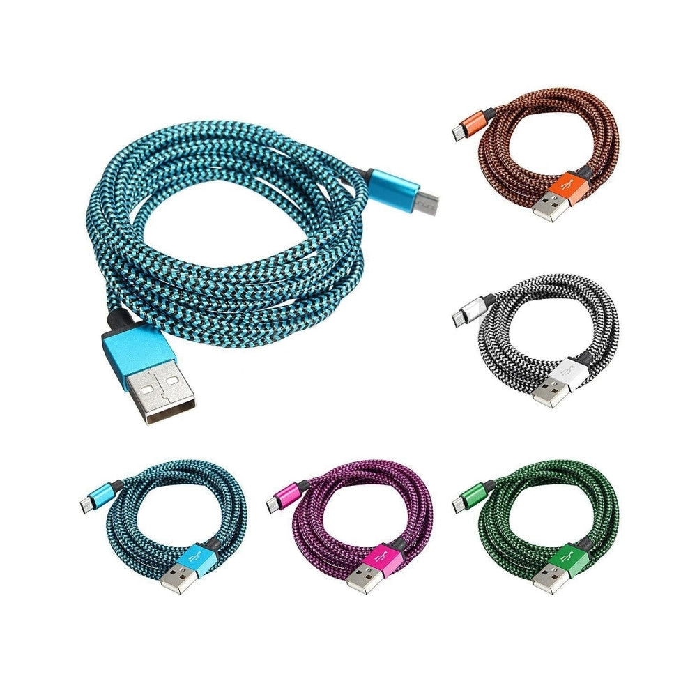 Trade Shop - Cavo Microusb Intrecciato Lungo 3 Metri Universale Caricatore Iphone 5 6 7 Ipad -