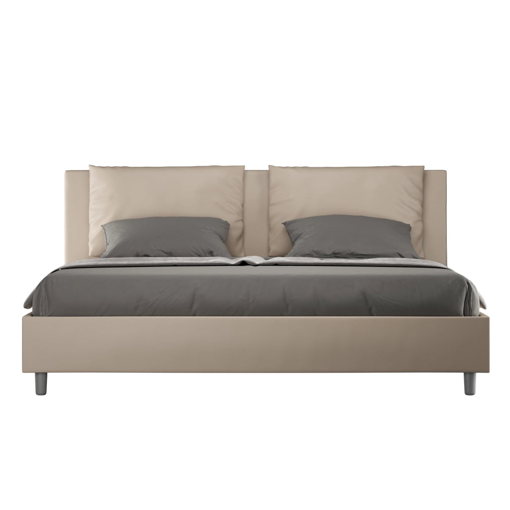 BS COM Letto contenitore imbottito 180x190 similpelle tortora