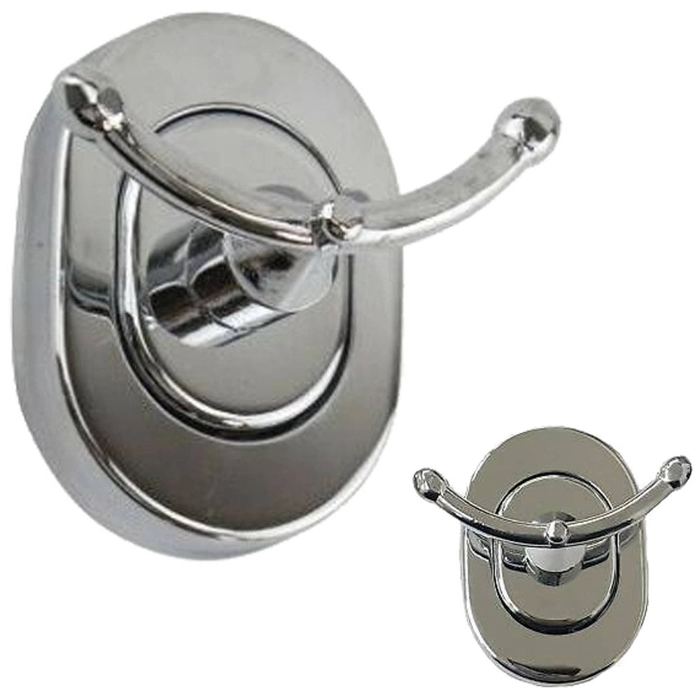 Trade Shop - Supporto Appendino 2 Ganci Asciugamano Accappatoio Acciaio A Parete Arredo Bagno -