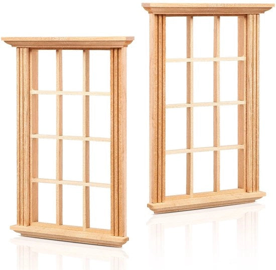 Finestra Miniatutrice in Legno - 2 Pezzi - Scala 1:12 - Frame per Finestra - Accessori Decorativi per Poppeia - Rollate DIY