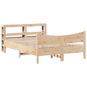 Letto matrimoniale | Letto per adulti | Giroletto con Testiera 140x200 cm in Legno Massello di Pino