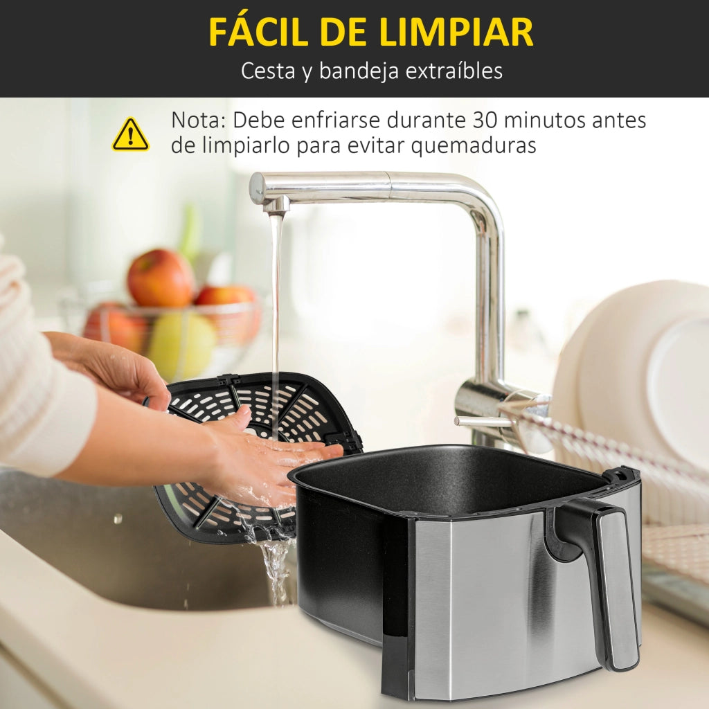Friggitrice ad Aria 6,5L ¨C Xylo ¨C 1700W, 8 Programmi, Display LED Touch, Antiaderente, Nero