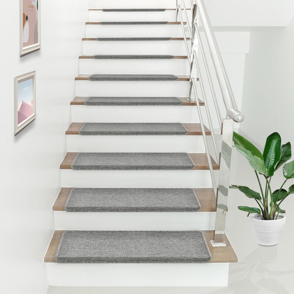 Set da 15 Tappeti Coprigradini per Scale Interne - Rettangolare - Grigio Chiaro [en.casa]