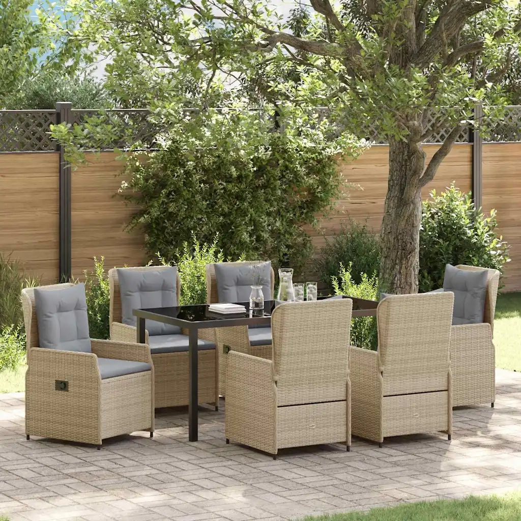 Set da Pranzo per Giardino 7 pcs Beige e Grigio Chiaro